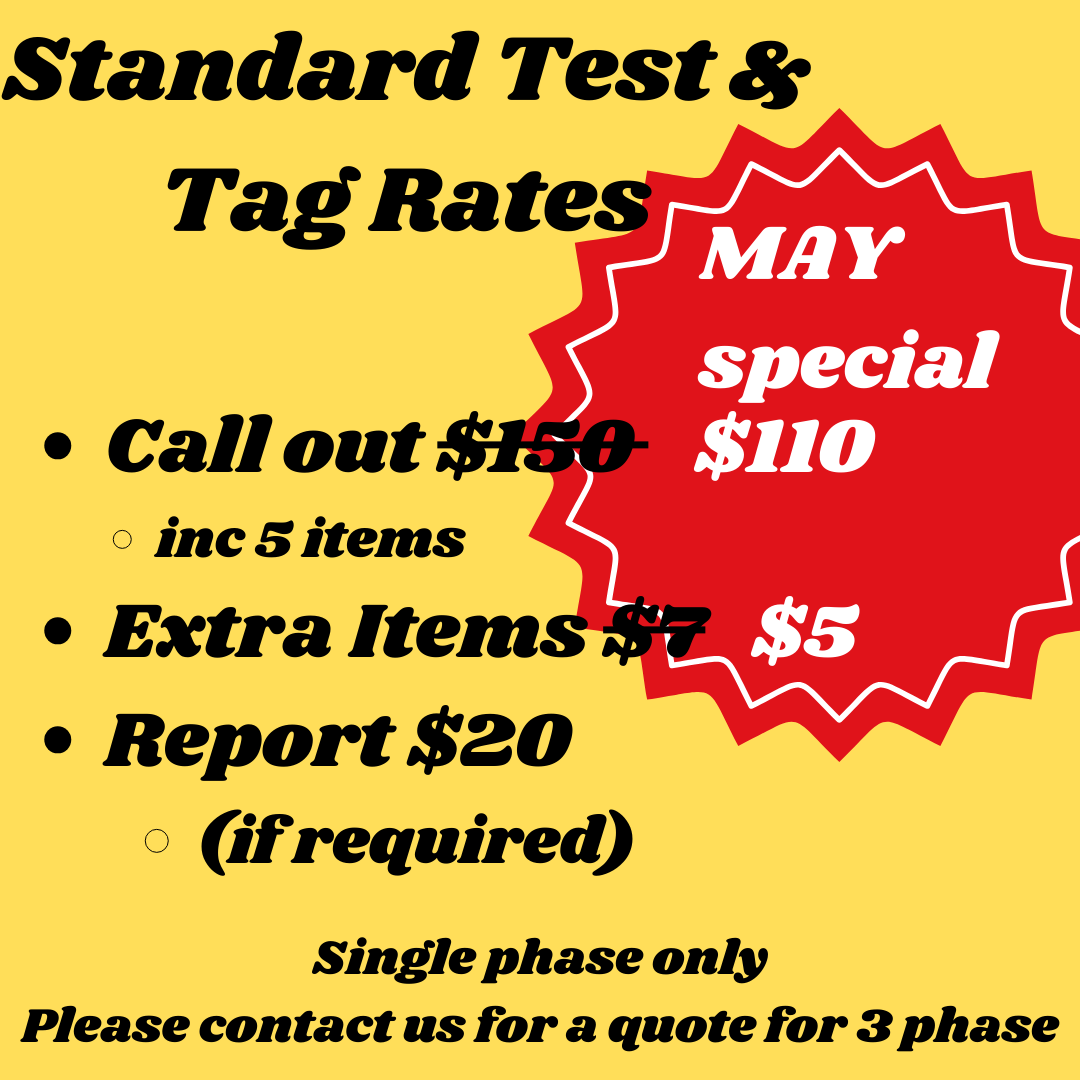 BFT Electrical Standard Test & Tag Rates